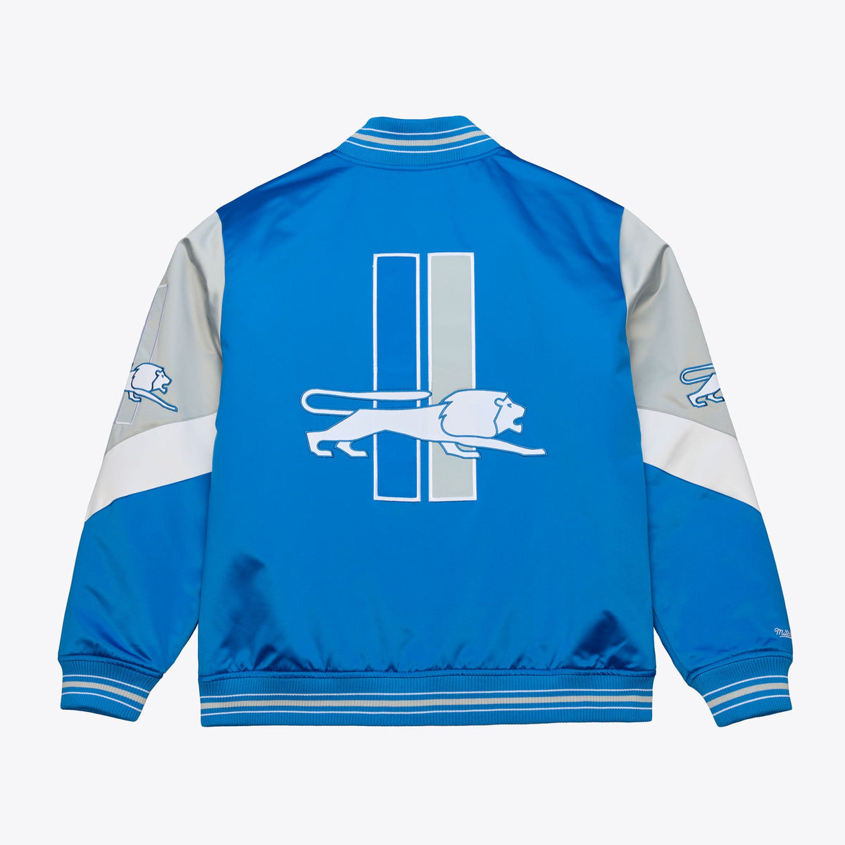 Detroit Lions Blue Vintage Logo Full-Zip Satin Varsity Jacket