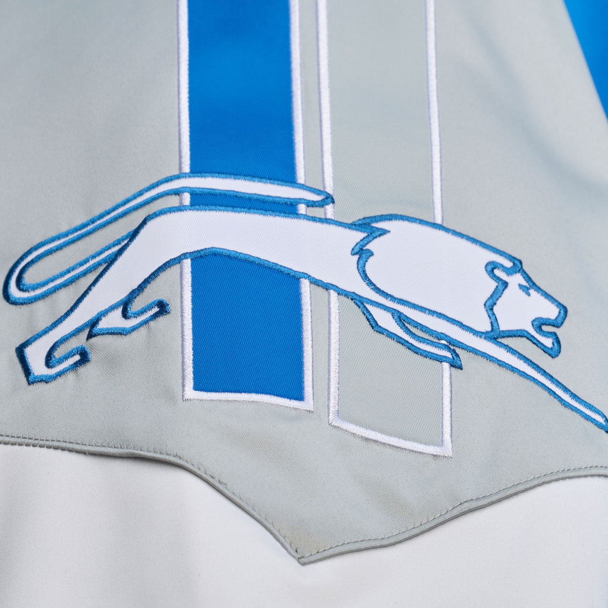 Detroit Lions Blue Vintage Logo Full-Zip Satin Varsity Jacket