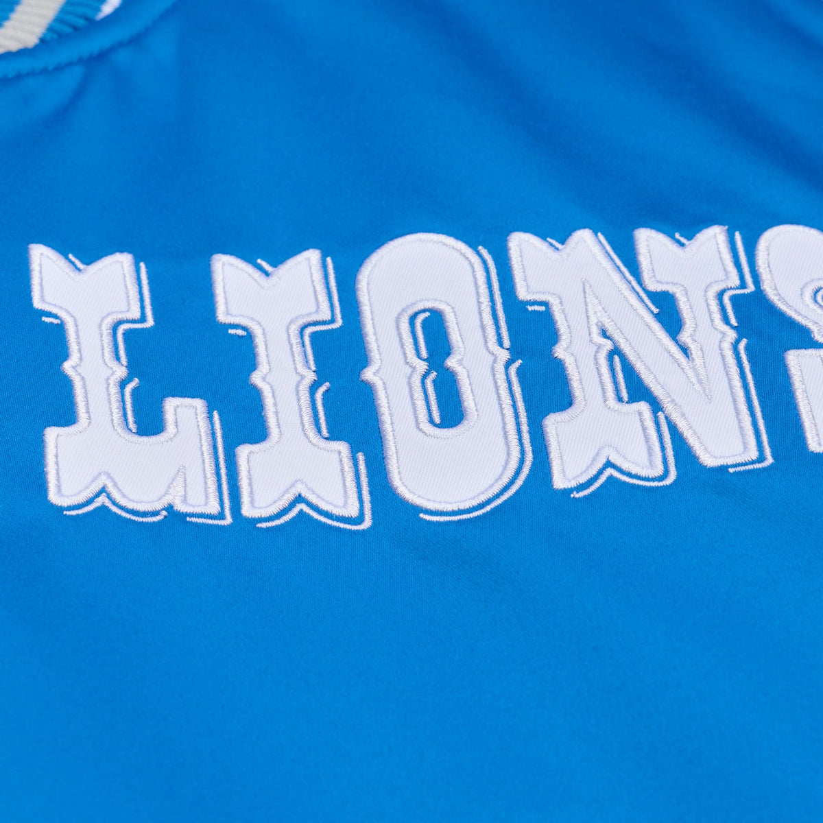 Detroit Lions Blue Vintage Logo Full-Zip Satin Varsity Jacket